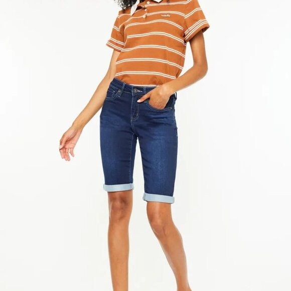 Hazel Blues® |  Kancan Mid Rise Bermuda Denim Shorts - Picture 1 of 7